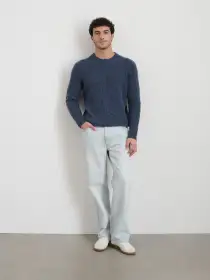 Jordan Cashmere Sweater in  Marled Cashmere(Marled Baltic,XXS)
