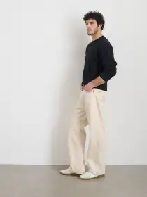 James Rollneck in Cotton Linen(Marled Navy,XXS)
