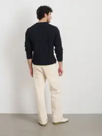 James Rollneck in Cotton Linen(Marled Navy,XXS)