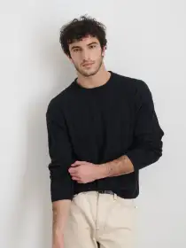 James Rollneck in Cotton Linen(Marled Navy,XXS)