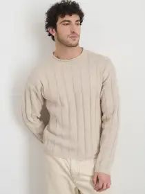 James Rollneck in Cotton Linen(Marled Sand,XXS)