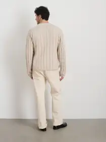 James Cardigan in Cotton Linen(Marled Sand,XS)