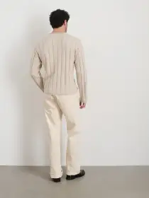 James Rollneck in Cotton Linen(Marled Sand,XXS)