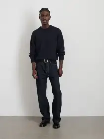 Gabriel Crewneck Sweater in Cotton Linen(Dark Navy,XXS)