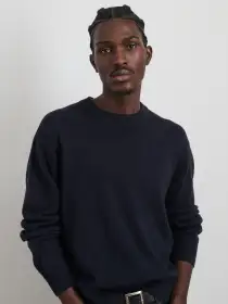 Gabriel Crewneck Sweater in Cotton Linen(Dark Navy,XXS)