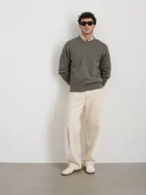Gabriel Crewneck Sweater in Cotton Linen(Heather Olive,XXS)