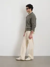 Gabriel Crewneck Sweater in Cotton Linen(Heather Olive,XXS)
