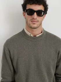 Gabriel Crewneck Sweater in Cotton Linen(Heather Olive,XXS)
