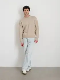 Gabriel Crewneck Sweater in Cotton Linen(Heather Sand,XXS)