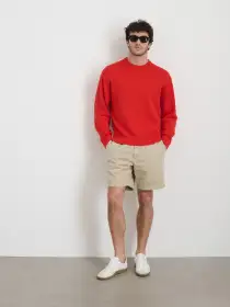 Gabriel Crewneck Sweater in Cotton Linen(Hot Chili,XXS)