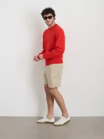Gabriel Crewneck Sweater in Cotton Linen(Hot Chili,XXS)