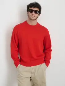 Gabriel Crewneck Sweater in Cotton Linen(Hot Chili,XXS)