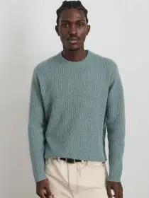 Jordan Sweater in Lightweight Cashmere(Heather Lagoon,XXS)