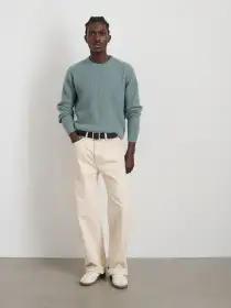 Jordan Sweater in Lightweight Cashmere(Heather Lagoon,XXS)