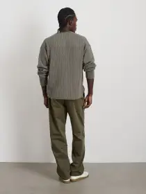 Sawyer Ribbed Henley Sweater(Heather Olive,XXS)
