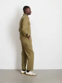 Zip Jumpsuit in Herringbone(Faded Olive,XS)