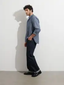 OMNIGOD x Alex Mill Band Collar Shirt in Stripe(Chambray,SM)