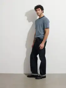 OMNIGOD x Alex Mill Fine Stripe Tee(Light Indigo,SM)