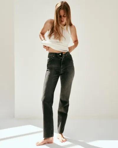 The Carla High Rise Straight(Zurich Black Wash,24)