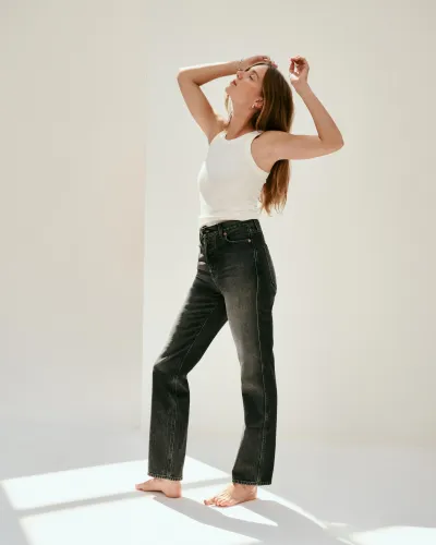 The Carla High Rise Straight(Zurich Black Wash,24)
