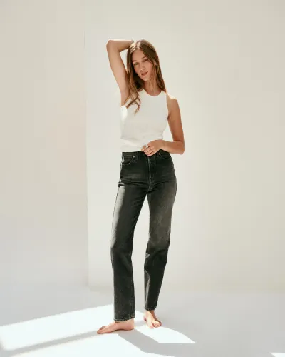 The Carla High Rise Straight(Zurich Black Wash,24)