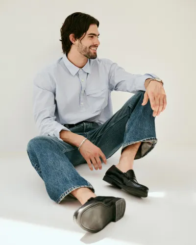 AM Relaxed Straight 5 Pocket Jean(Antique Indigo,28)
