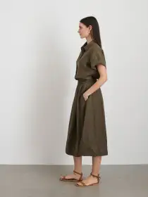 Maddie Skirt in Linen(Deep Moss,XXS)