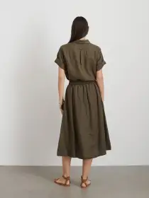 Maddie Skirt in Linen(Deep Moss,XXS)