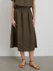 Maddie Skirt in Linen(Deep Moss,XXS)