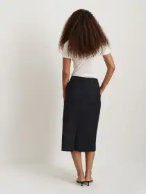 Soho Midi Skirt In Cotton Linen(Black,XS)