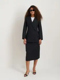 Soho Waisted Blazer In Linen Cotton(Black,XS)