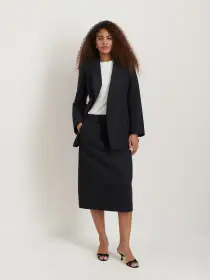 Soho Waisted Blazer In Linen Cotton(Black,XS)