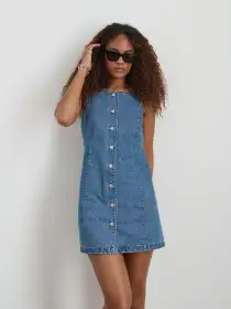 Alexis Dress in Denim(Paris Medium Wash,XS)