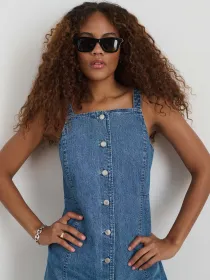 Alexis Dress in Denim(Paris Medium Wash,XS)