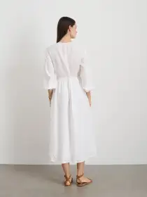 Lauren Wrap Dress In Linen(White,XS)