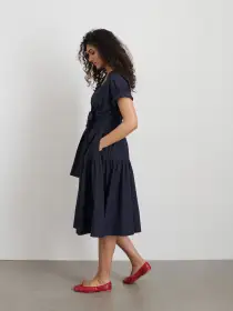 Josie Dress in Cotton Polin(Dark Navy,XS)