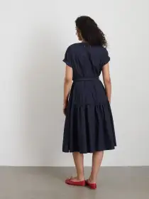 Josie Dress in Cotton Polin(Dark Navy,XS)