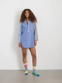 P'Jimmies Night Shirt in Stripe(Classic Blue Mixed Stripe,XXS)