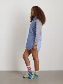 P'Jimmies Night Shirt in Stripe(Classic Blue Mixed Stripe,XXS)