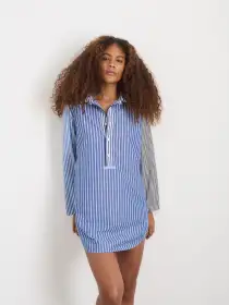 P'Jimmies Night Shirt in Stripe(Classic Blue Mixed Stripe,XXS)