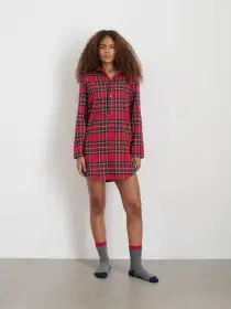 P'Jimmies Night Shirt in Flannel(Red Plaid,XXS)