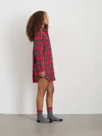 P'Jimmies Night Shirt in Flannel(Red Plaid,XXS)