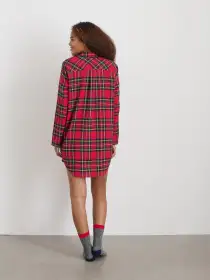 P'Jimmies Night Shirt in Flannel(Red Plaid,XXS)