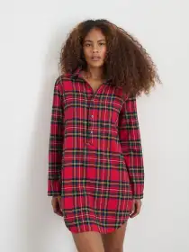 P'Jimmies Night Shirt in Flannel(Red Plaid,XXS)