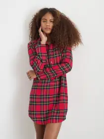 P'Jimmies Night Shirt in Flannel(Red Plaid,XXS)