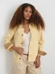 Britt Work Jacket in Herringbone(Butter,XS)