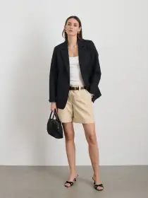 Soho Blazer In Cotton Linen(Black,XS)