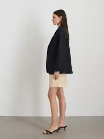 Soho Blazer In Cotton Linen(Black,XS)