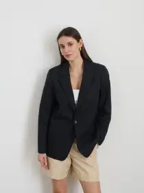 Soho Blazer In Cotton Linen(Black,XS)