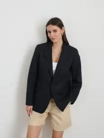 Soho Blazer In Cotton Linen(Black,XS)